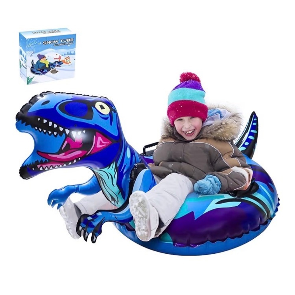 Blue Dinosaur Snow Tube 49 Inch Inflatable Sled for Kids and Adults Winter‎ Toy